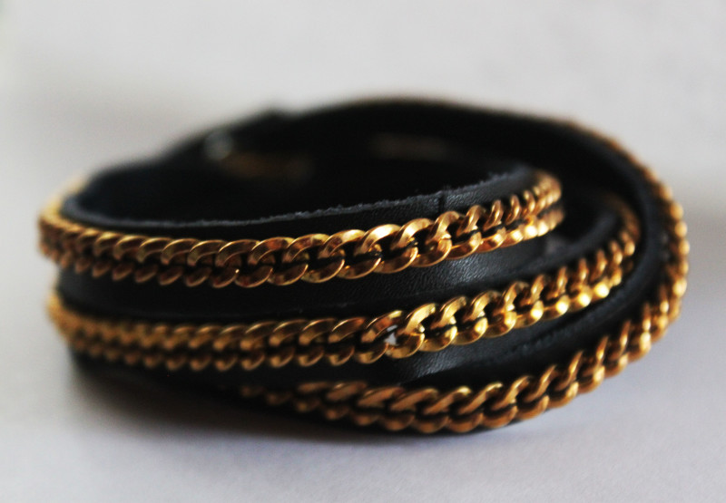 DIY Chain and Leather Wrap Bracelet
