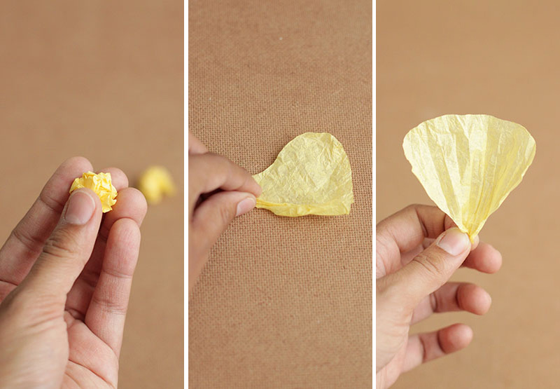 add texture to petals by crumpling 