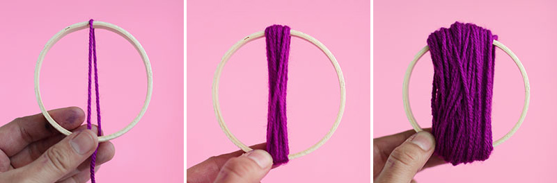 wrap yarn around embroidery hoop