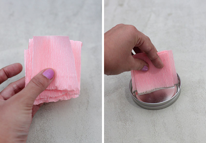 cut small crepe paper rectangles