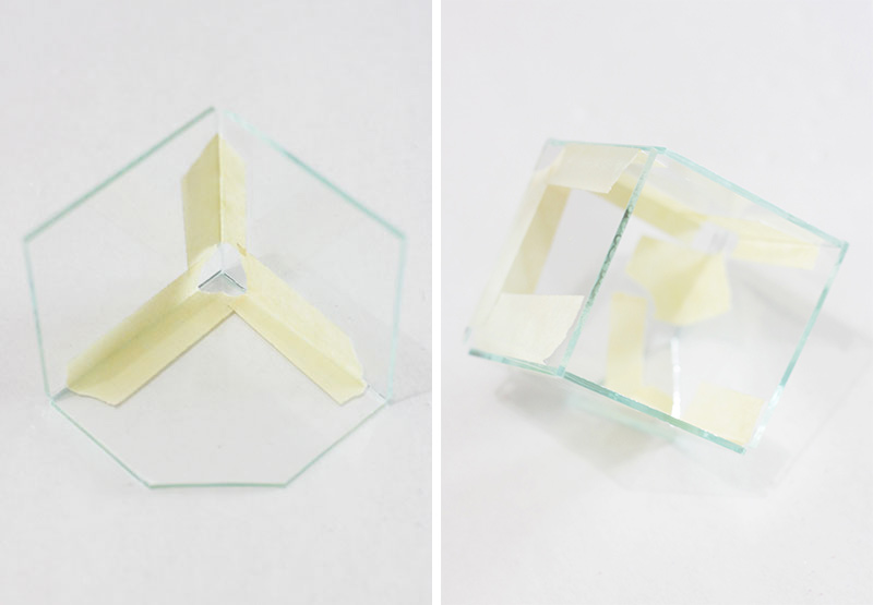 Tape pieces of glass to form geometric terrarium