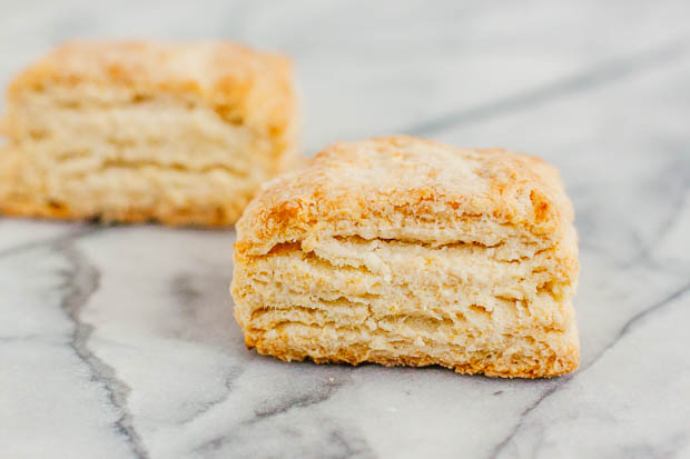 two flaky buttermilk biscuits
