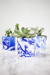 DIY Indigo Marbled Mini Planters